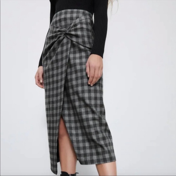 Zara plaid knotted midi dress - Picture 5 of 6